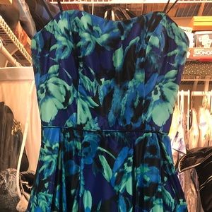 Betsy & Adam Strapless High-Low Ball Gown Dress